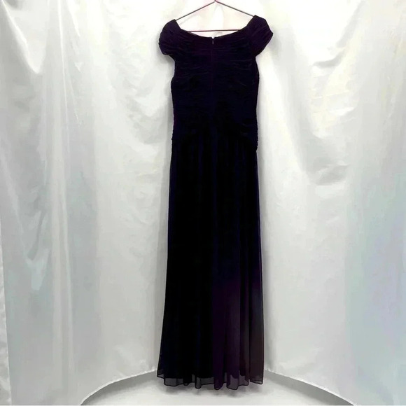 Adrianna Papell Women's Purple Gown 12 Sequin Ruched Party Formal Evening Prom - Picture 4 of 15